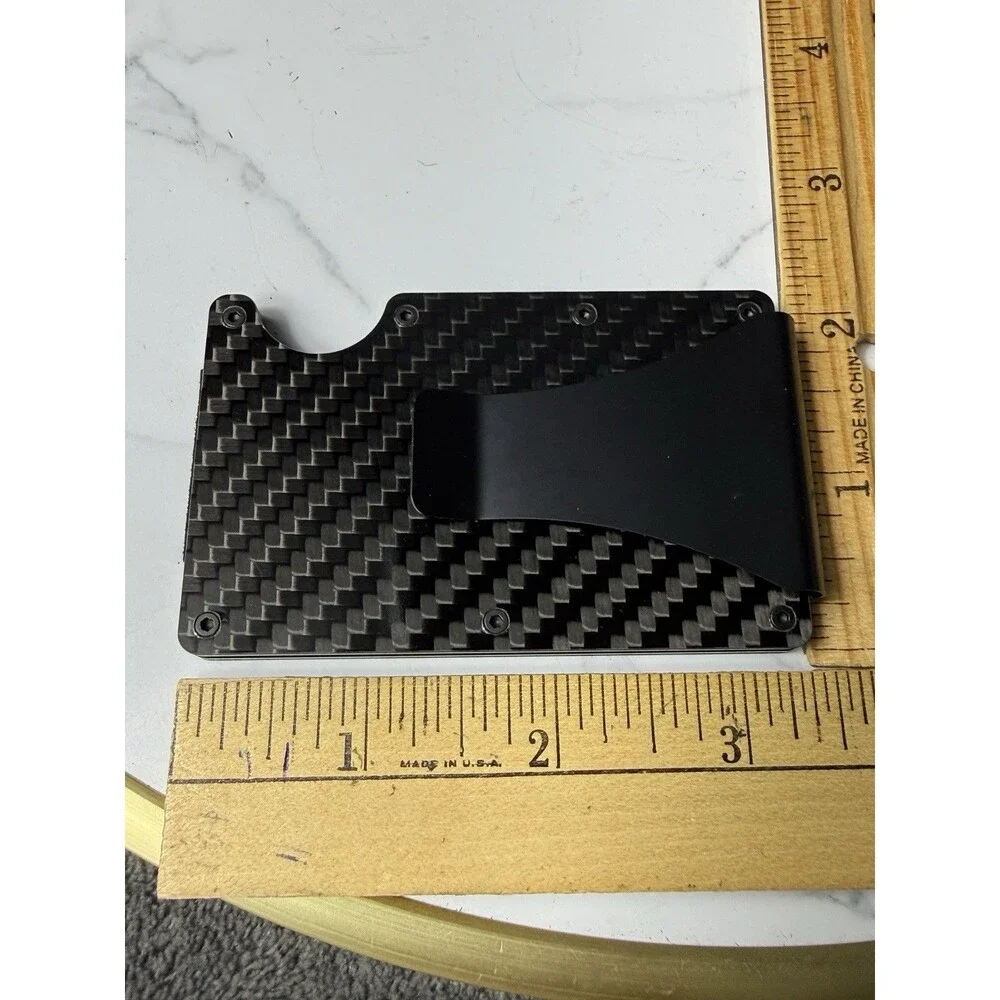Mens RFID Blocking Slim Money Clip Carbon Fiber Wallet ID Credit Card Holder New